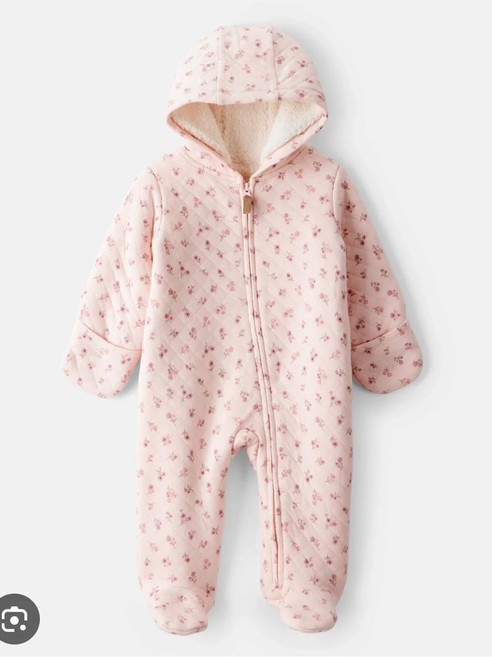 Carter’s Baby Girl Pink Floral Sherpa-Lined Hooded Jumpsuit